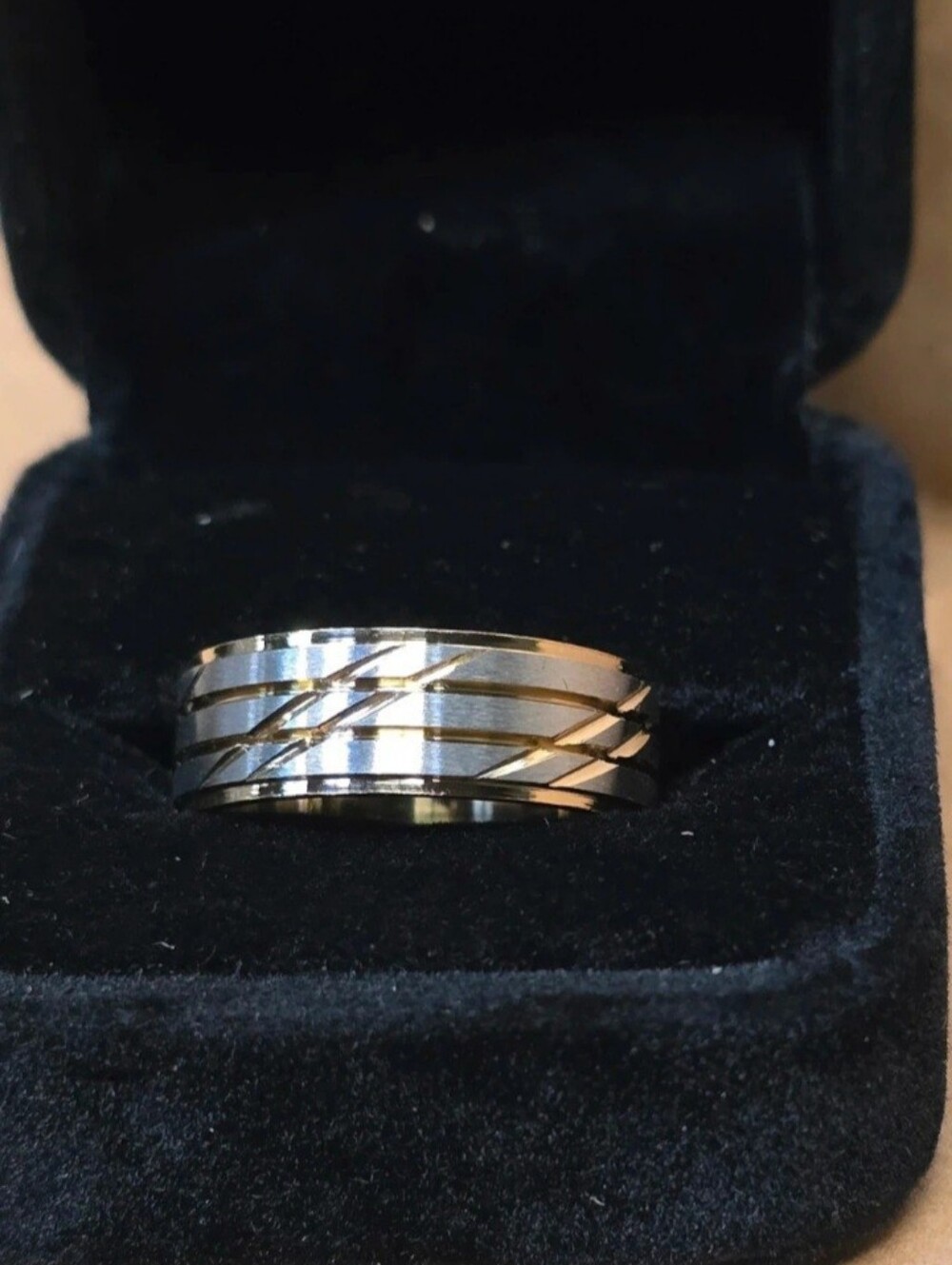 Mens Tungsten Carbide Wedding Band Two Tone Gold Silver Criss Cross Ring Size 10